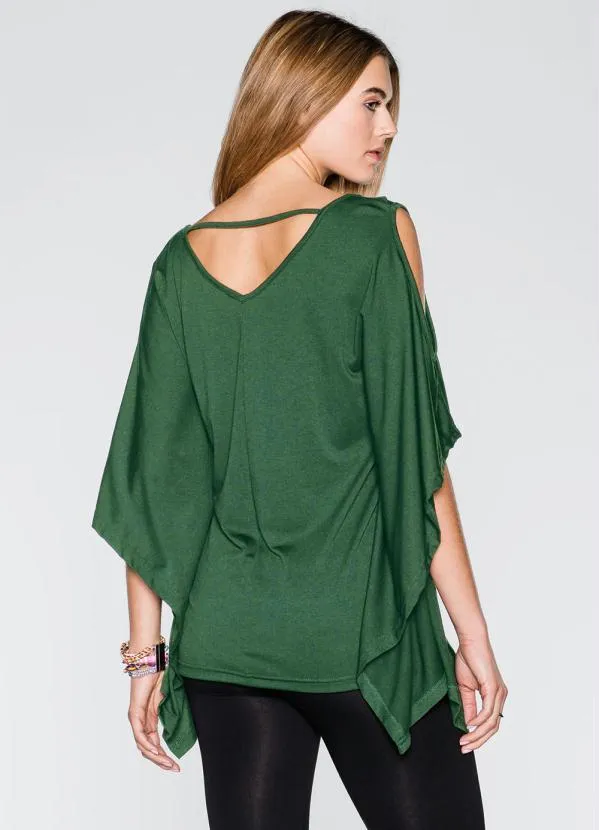 Queima Estoque - Blusa Mangas Morcedo Verde 2