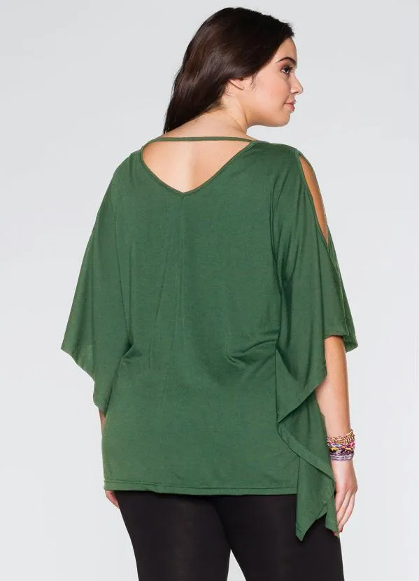 Queima Estoque - Blusa Mangas Morcedo Verde 7