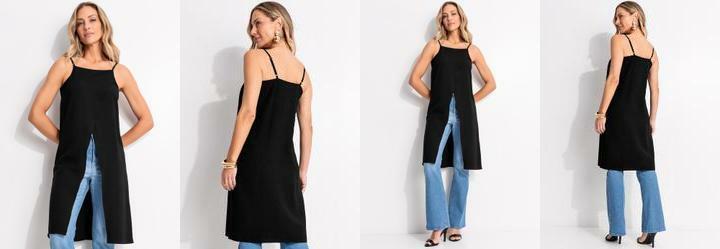 Blusa Preto em Crepe Plano
