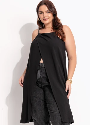 Quintess - Blusa Preto em Crepe Plano - QUINTESS
