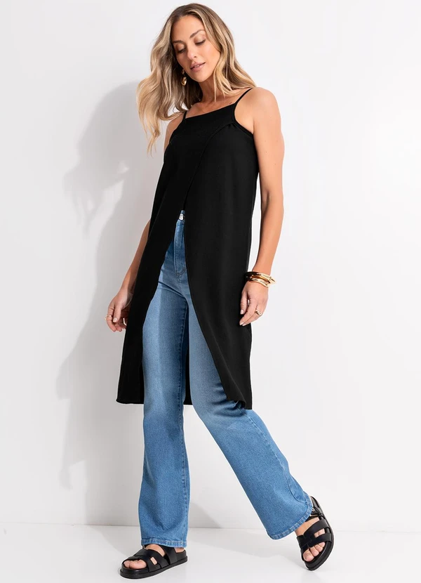 Quintess - Blusa Preto em Crepe Plano 7