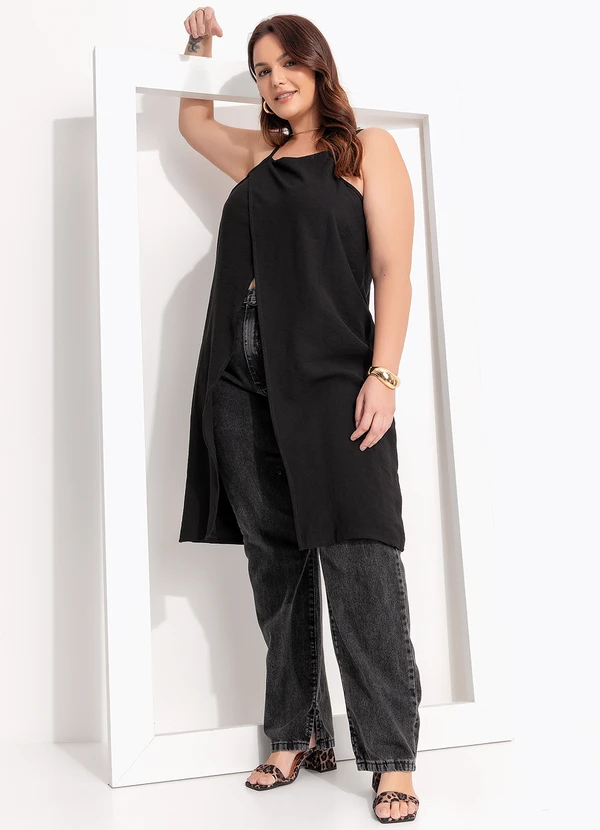 Quintess - Blusa Preto em Crepe Plano 10