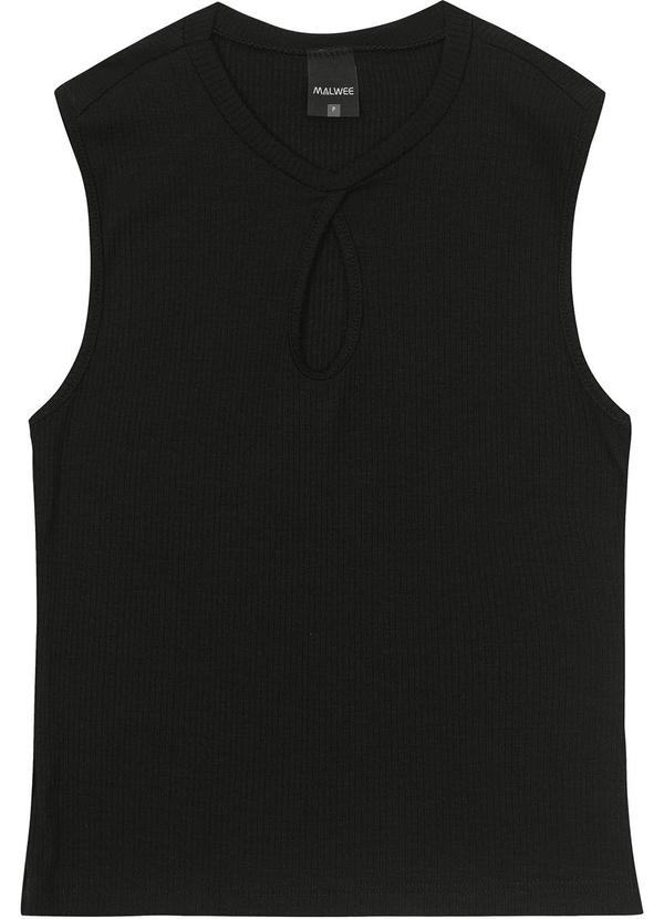 Malwee - Blusa Preto Feminina Ajustada Canelada