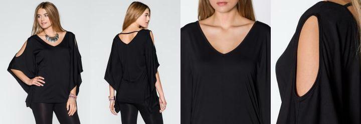 Blusa Tnica Manga Morcego Preta