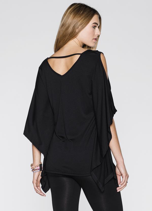 Queima Estoque - Blusa Túnica Manga Morcego Preta 2