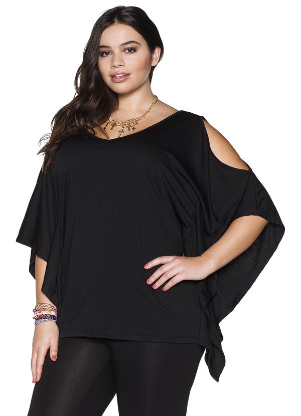 Queima Estoque - Blusa Túnica Manga Morcego Preta 3