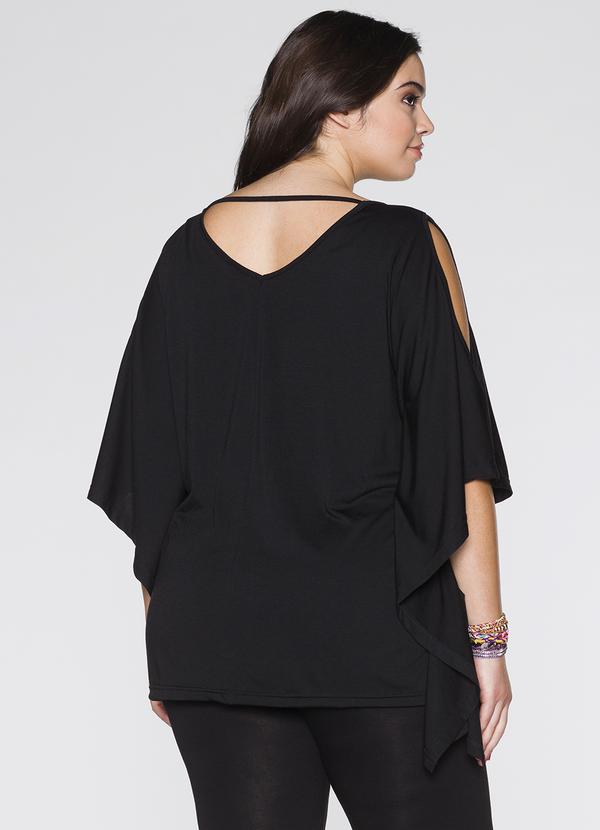 Queima Estoque - Blusa Túnica Manga Morcego Preta 4