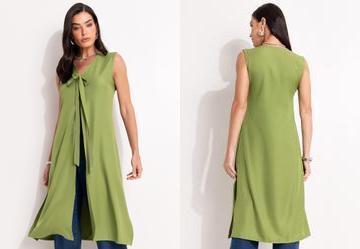Blusa Verde em Crepe Plano