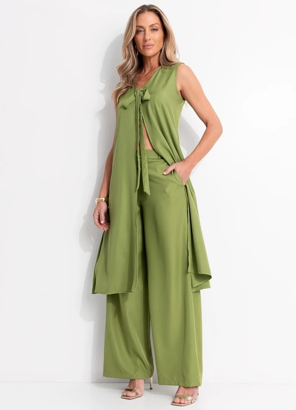 Quintess - Blusa Verde em Crepe Plano