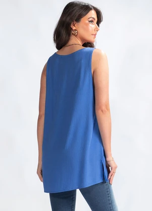 Maria Filó - Regata em Viscose Azul - MARIA FILÓ