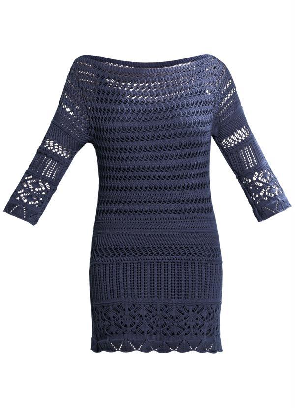 Quintess - Vestido Tricô Decote Canoa Marinho 7