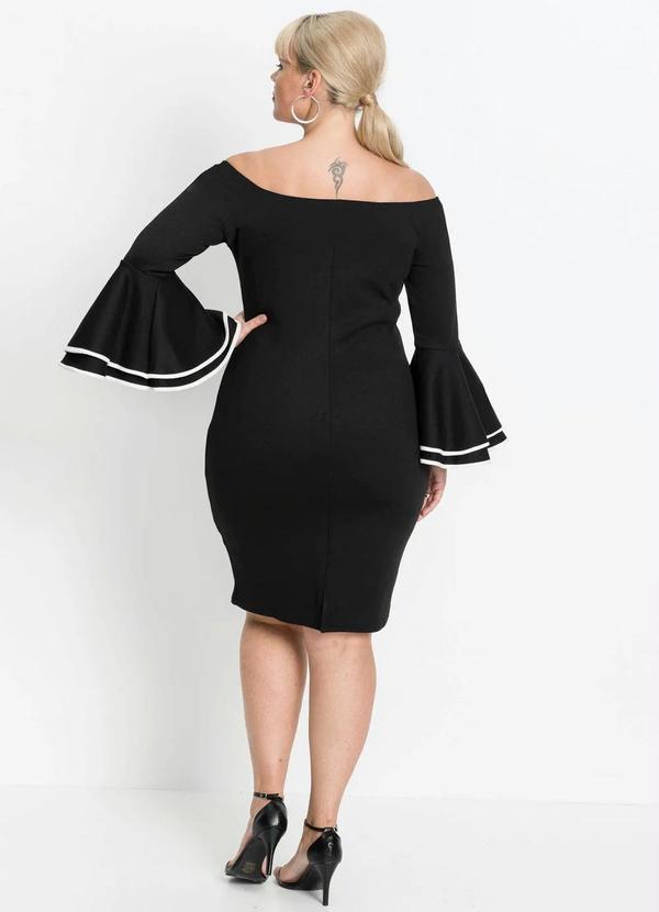 bonprix - Vestido Ombro a Ombro Mangas Sino Preto 10