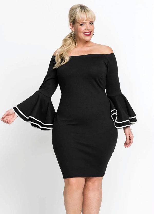 bonprix - Vestido Ombro a Ombro Mangas Sino Preto 7
