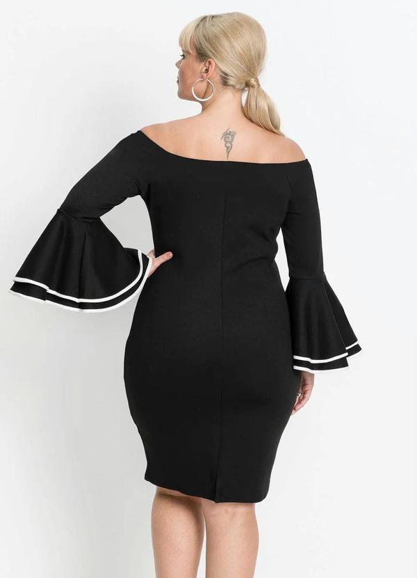 bonprix - Vestido Ombro a Ombro Mangas Sino Preto 8