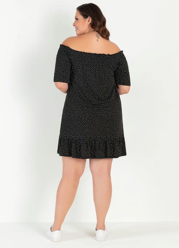 Queima Estoque - Vestido Ombro a Ombro Poá Preto