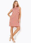 Vestido Vichy Vermelho em Tecido de Polister