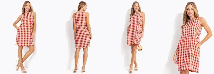 Vestido Vichy Vermelho em Tecido de Polister