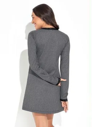 Luma Homewear - Camisola Mescla Escuro em Canelado - LUMA HOMEWEAR