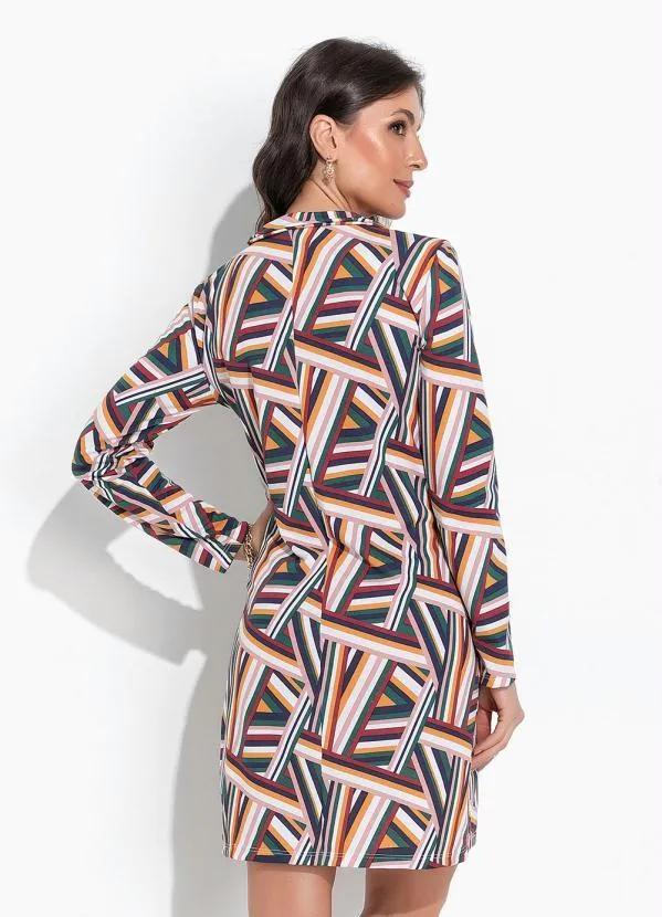 Moda Pop - Chemise Listras Mostarda Fechamento em Botões 2