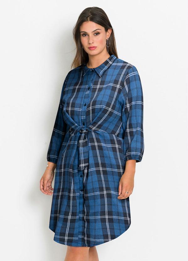 bonprix - Chemise Manga 7/8 Xadrez Preto