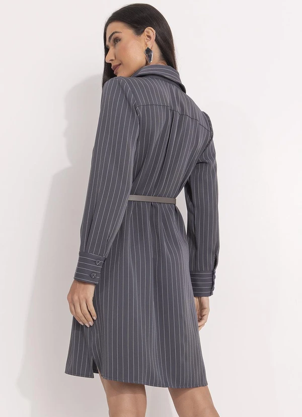 Quintess - Chemise Risca de Giz Grafite em Alfaiataria 4