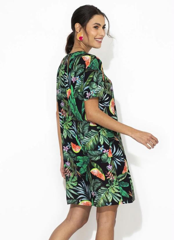 Colcci - T-Shirt Dress de Viscose Estampado Preto 2