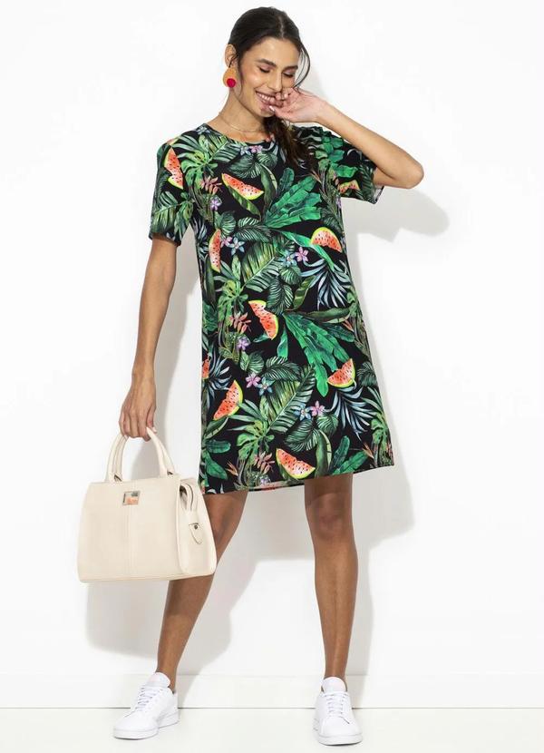 Colcci - T-Shirt Dress de Viscose Estampado Preto 3