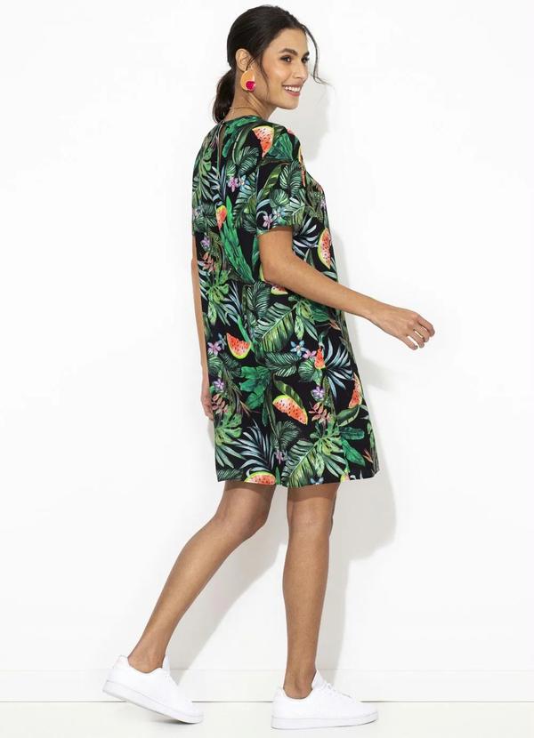 Colcci - T-Shirt Dress de Viscose Estampado Preto 4