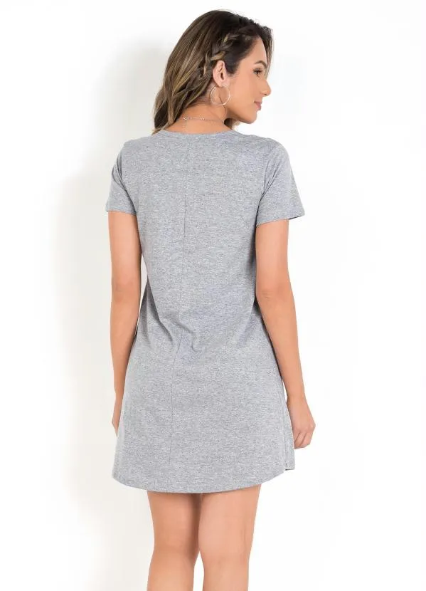 Moda Pop - T-Shirt Dress Mescla com Estampa Frontal 2