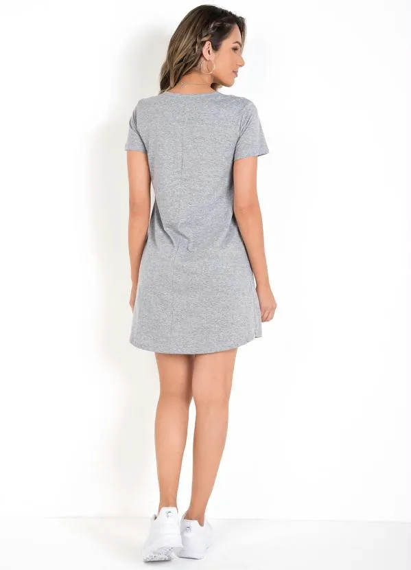 Moda Pop - T-Shirt Dress Mescla com Estampa Frontal 4