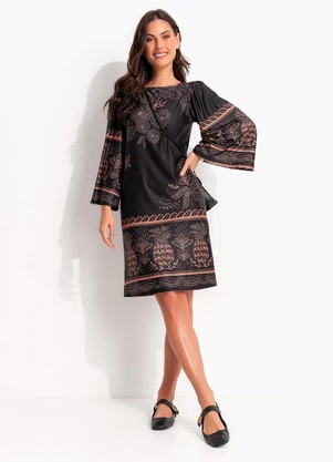 Quintess - Vestido Abacaxi Tropical em Malha Fria - QUINTESS