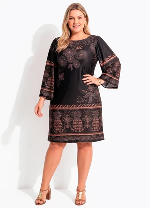 Quintess - Vestido Abacaxi Tropical em Malha Fria - QUINTESS