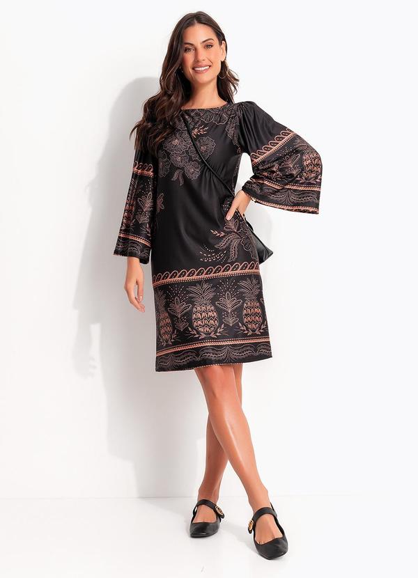 Vestido (Abacaxi Tropical) em Malha Fria