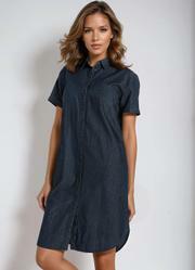 Vestido Aberto com Botes Jeans Escuro