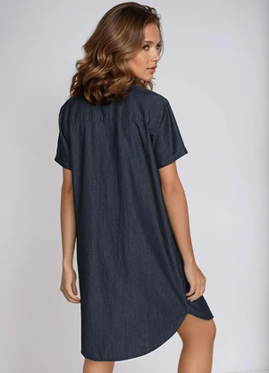 bonprix - Vestido Aberto com Botões Jeans Escuro - BONPRIX