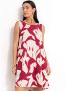 Vestido Abstrato Bicolor em Malha de Viscose