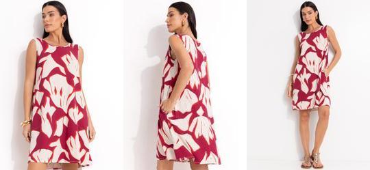 Vestido Abstrato Bicolor em Malha de Viscose