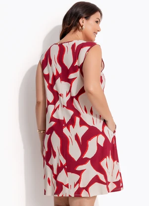Quintess - Vestido Abstrato Bicolor em Malha de Viscose - QUINTESS