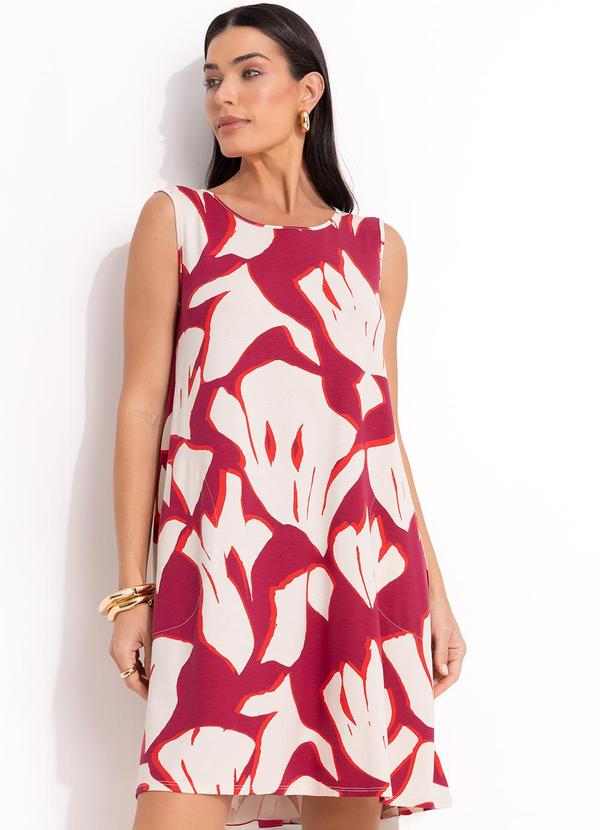 Vestido (Abstrato Bicolor) em Malha de Viscose