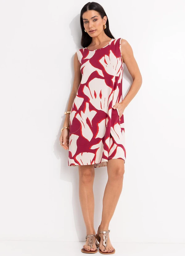 Quintess - Vestido Abstrato Bicolor em Malha de Viscose 7