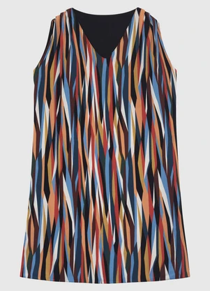 Enfim - Vestido Abstrato Curto Evasê Azul - ENFIM