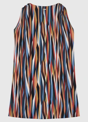 Enfim - Vestido Abstrato Curto Evasê Azul - ENFIM