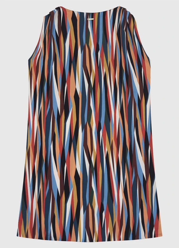 Enfim - Vestido Abstrato Curto Evasê Azul 2