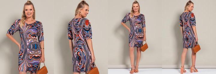 Vestido Abstrato em Jersey Acetinado