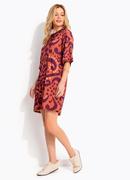 Vestido Abstrato Laranja em Malha de Viscose