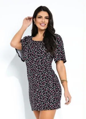 Vestido (Abstrato Preto) Ombro a Ombro Rovitex - ROVITEX