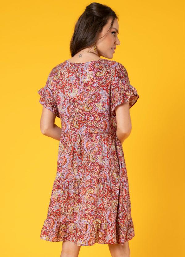 Quintess - Vestido Abstrato Soltinho com Franzidos 2