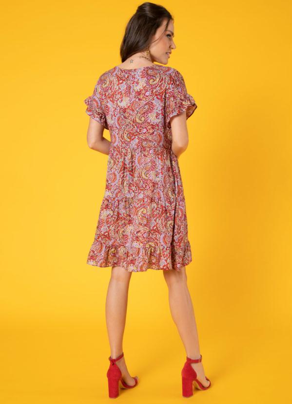 Quintess - Vestido Abstrato Soltinho com Franzidos 4