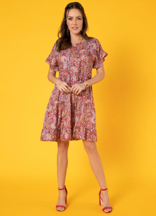 Quintess - Vestido Abstrato Soltinho com Franzidos 5