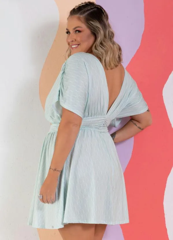 Quintess - Vestido Abstrato Verde Curto com Drapeados 7